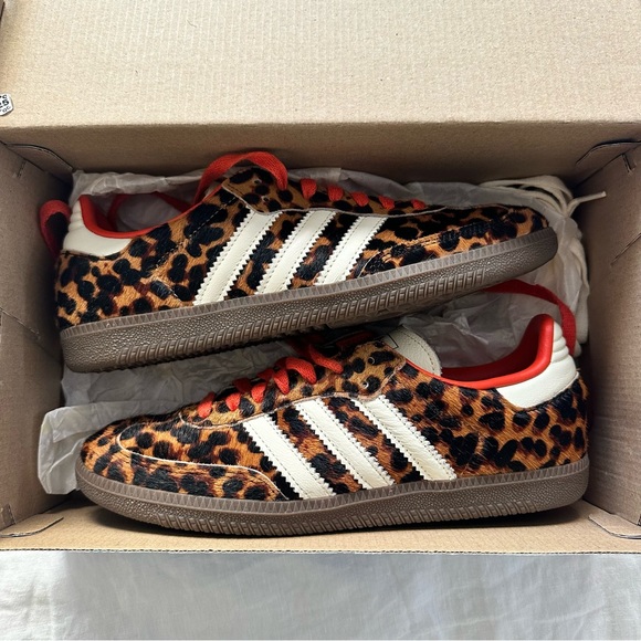 Adidas Samba OG Leopard Print Pony Hair Sneakers Size 8 - Picture 5 of 8
